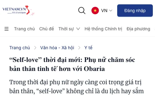 Ảnh chụp bài viết về Obaria trên Cổng thông tin Vietnam.vn